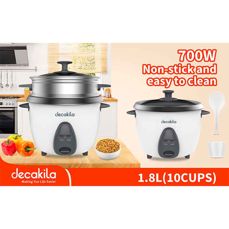 Decakila Rice Cooker 1.8L 700W 10 Cups Non Stick Easy to Clean KEER034W