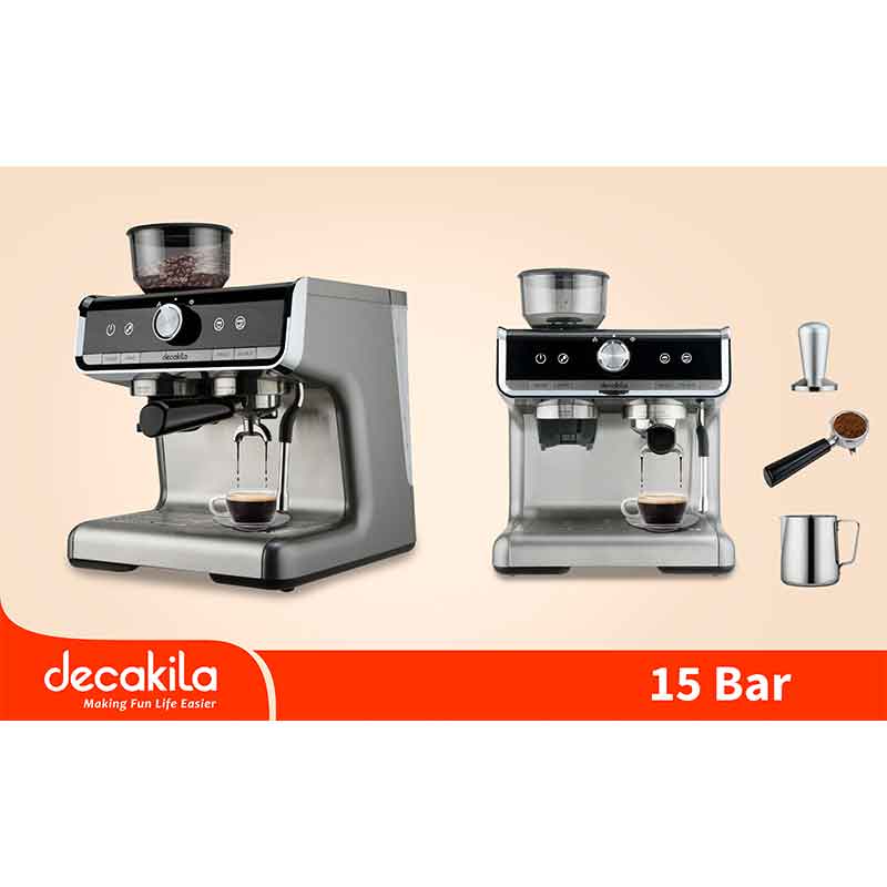 Decakila Espresso Coffee Machine 2.8L Pump 15 Bar 1450W Bean Box 250G KECF010M