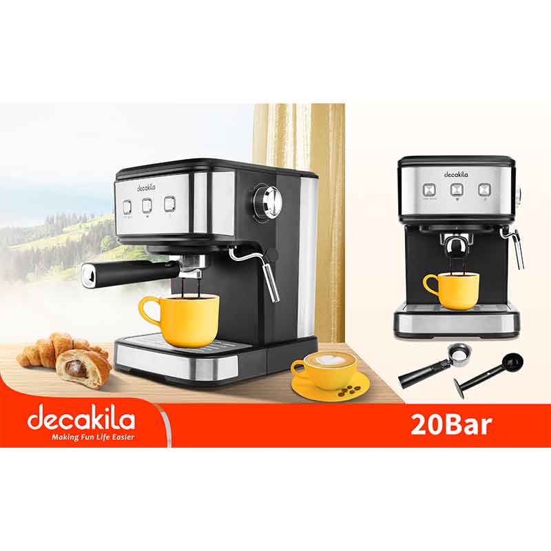Decakila Espresso Coffee Machine 1.5L Pump 240W 20 Bar Steel Filter KECF009B