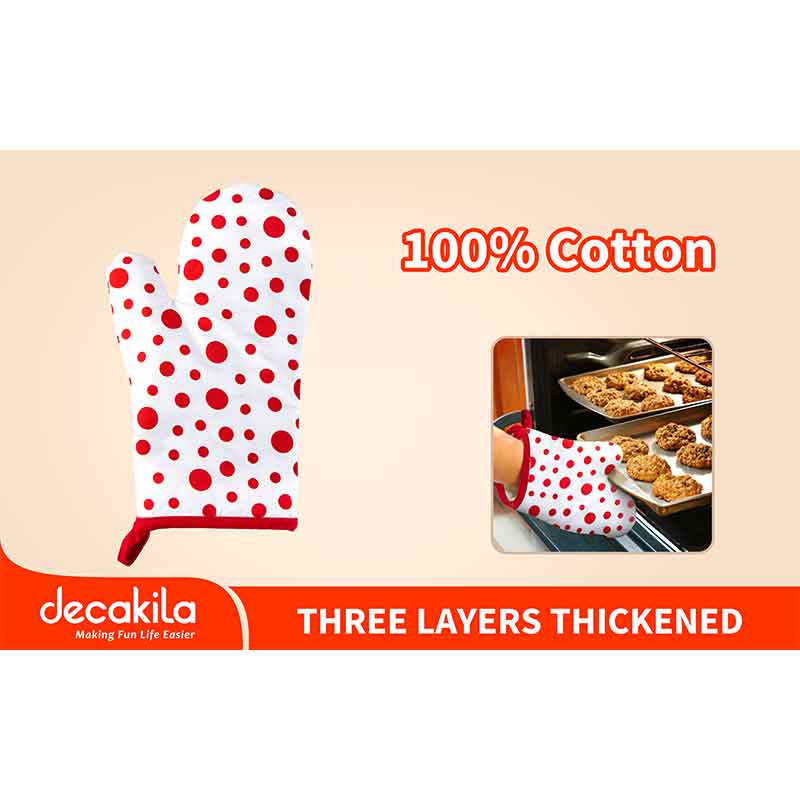 Decakila Cotton Oven Mitts 3 Layer Thickened Oven Gloves KMTT055R