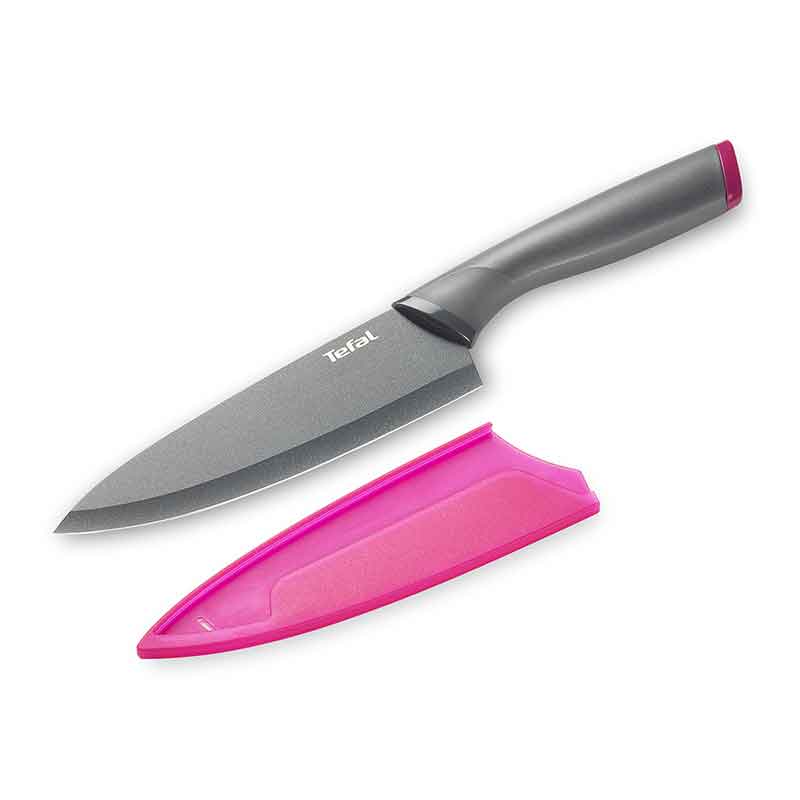 Tefal Fresh Kitchen Chef Knife With Cover 15cm Titanium Non Stick Coating K1220304