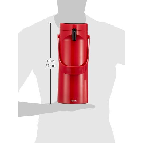 Tefal Pump Vacuum Jug Flask Ponza 1.9L Red Flask Insulated With Inner Glass K3140314