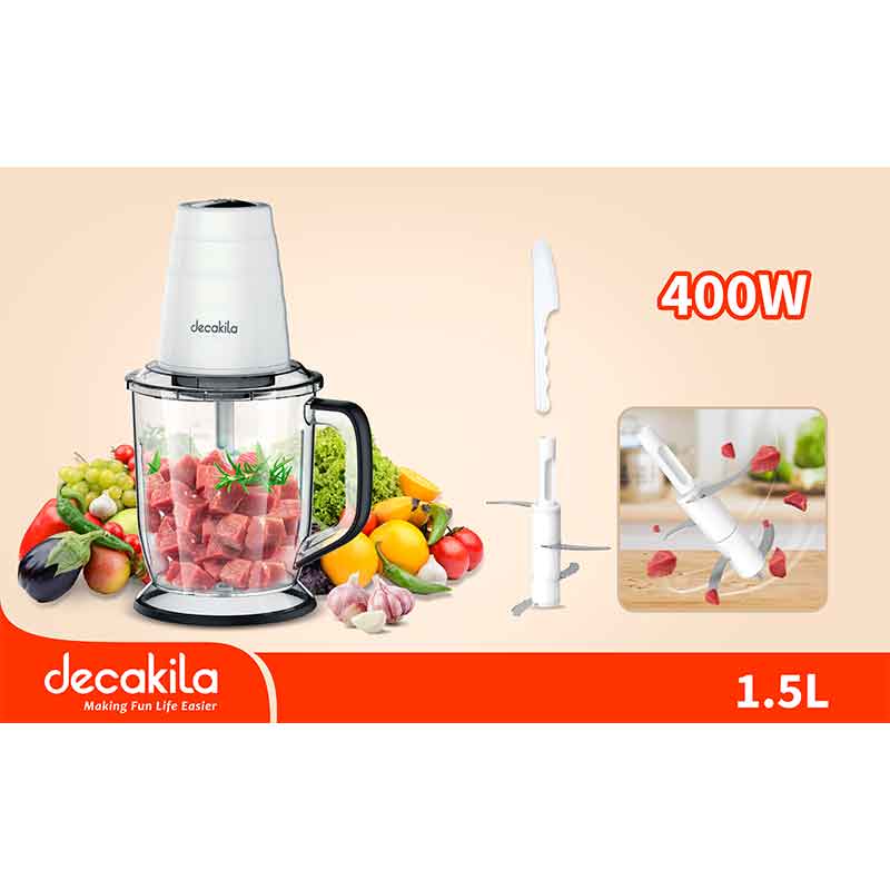 Decakila Chopper 400W 1.5L 1 Touch With Pulse Safety Lock KEMG012W
