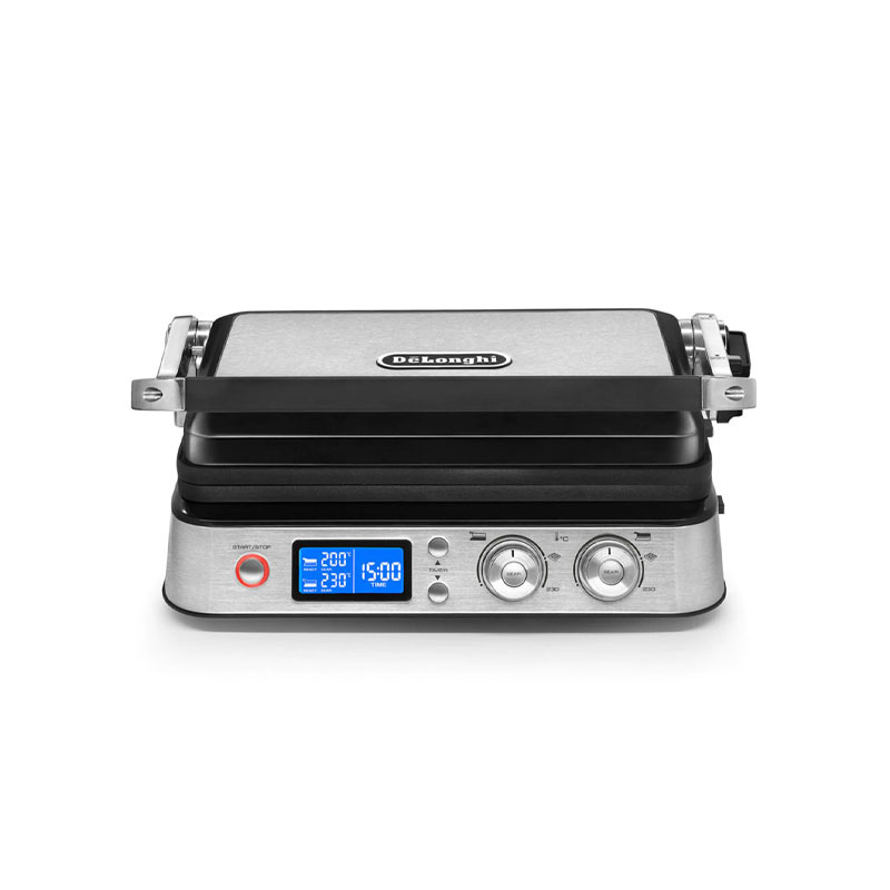 De'Longhi Contact Grill 2000w MultiGrill 3 in 1 Stainless Steel Cooking Surface Cast Iron Removable Plate CGH1012D
