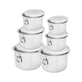Nadstar Aluminium Sufuria 6pcs with Lid & Handle 29L 31.5L 34.5L 37.5L 39.5L 42.5L Cookware Set Tope Cooking Pot for Commercial Use - Gauge 13 Kitchen Heavy Duty Tapela
