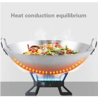 Nadstar Aluminium Karai 15.75" No8 Heavy Base Aluminum Kadai Deep Frying Kadai with Handle for Kitchen