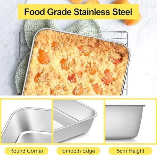 Nadstar Aluminium Square Tray 13&Quot; Cake Moulds Rectangle Baking Tray Deep Oven Pan For Lasagna Brownie Pizza Heavy Duty Anti-Rust Easy Clean No18 5 Nadstar Aluminium Square Tray 13&Quot; Cake Moulds Rectangle Baking Tray Deep Oven Pan For Lasagna Brownie Pizza Heavy Duty Anti-Rust Easy Clean No18
