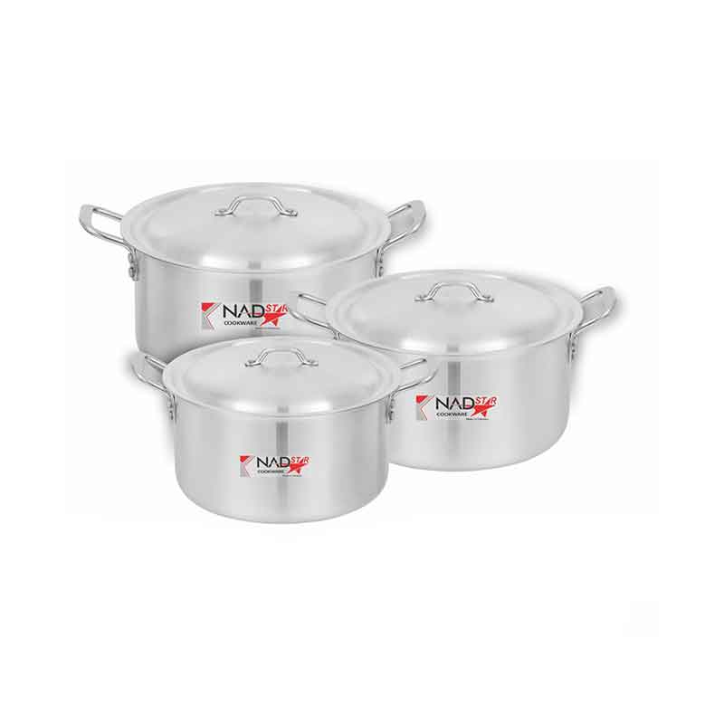 Nadstar Cookware Set 3Pcs Set With Lid &Amp; Handle Metal Finish Sufuria 2.5L 4L 5L 1X3 1 Nadstar Cookware Set 3Pcs Set With Lid &Amp; Handle Metal Finish Sufuria 2.5L 4L 5L 1X3