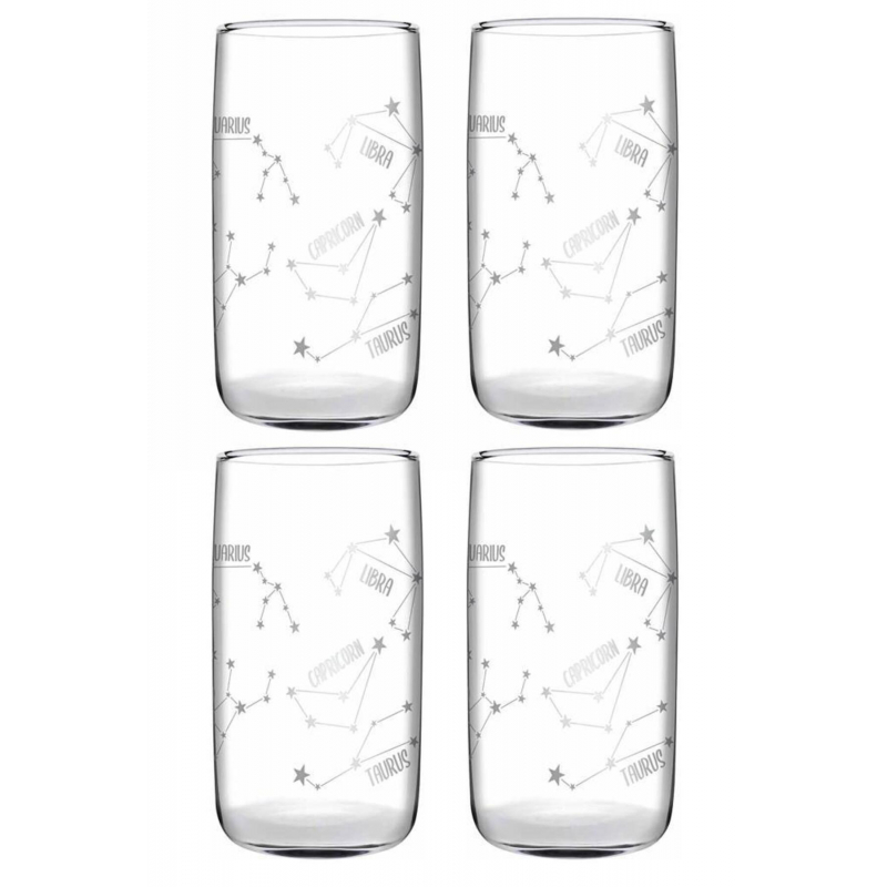 Pasabahce Iconic Zodiac Décor 4Pcs Long Glass 540Ml 420039 2 Pasabahce Iconic Zodiac Décor 4Pcs Long Glass 540Ml 420039