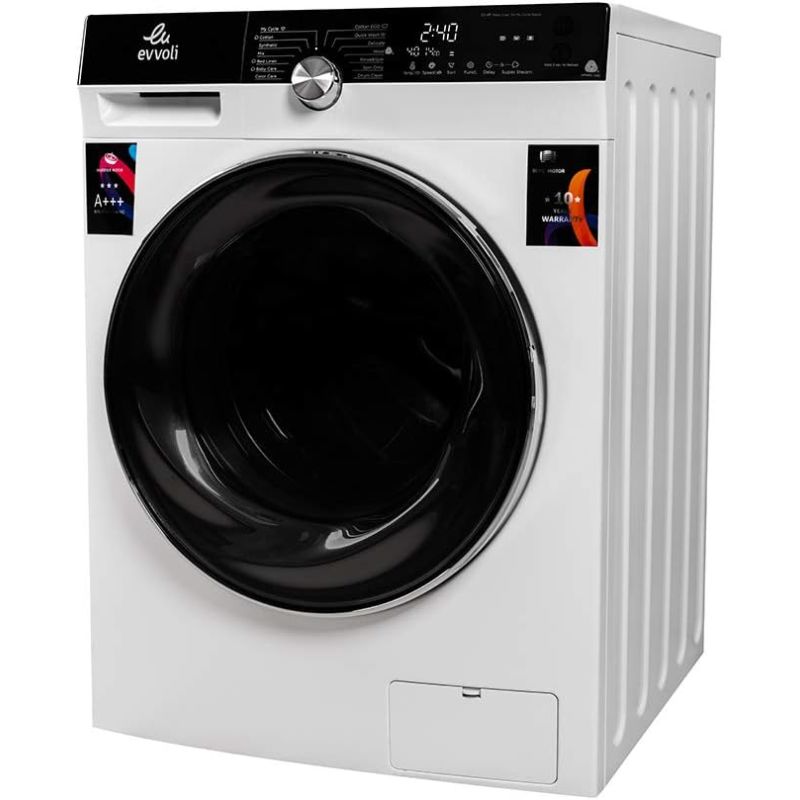 Evvoli Brushless Dc Inverter Washing Machine Skg White Silver Front Loaded 1400Rpm A+++ Fblh-814W/S 2 Evvoli Brushless Dc Inverter Washing Machine Skg White Silver Front Loaded 1400Rpm A+++ Fblh-814W/S
