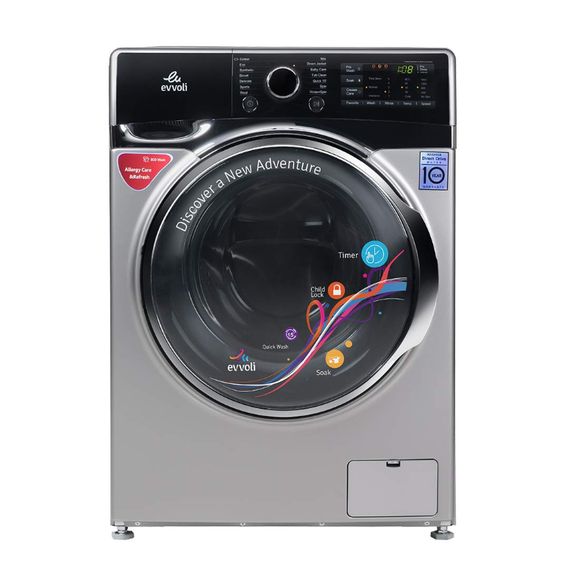 Evvoli Washing Machine 9Kg Direct Drive Inverter 1400Rpm A+++ Fddh-914S 1 Evvoli Washing Machine 9Kg Direct Drive Inverter 1400Rpm A+++ Fddh-914S