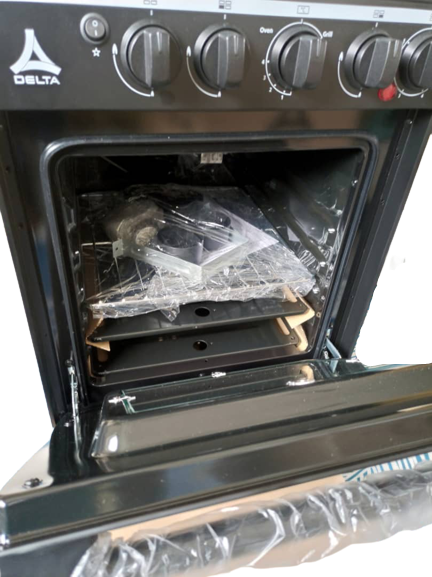 Delta Cookers 50X55Cm 3 Gas Burner, 1 Electric Hotplate With Gas Oven &Amp; Grill Black Dgc31B 4 Delta Cookers 50X55Cm 3 Gas Burner, 1 Electric Hotplate With Gas Oven &Amp; Grill Black Dgc31B