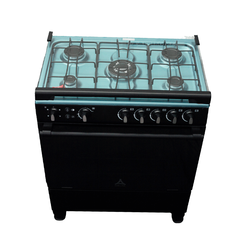 Delta Gas Cookers 80X55Cm Gas Oven &Amp; Grill 5 Gas Burner Black Silver Steel Dgc50B 1 Delta Gas Cookers 80X55Cm Gas Oven &Amp; Grill 5 Gas Burner Black Silver Steel Dgc50B