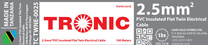 Tronic 2.5 Mm Flat Twin Cable 2 Tronic 2.5 Mm Flat Twin Cable