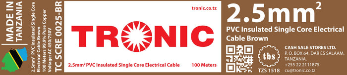 Tronic 2.5 Mm Single Core Cable 2 Tronic 2.5 Mm Single Core Cable