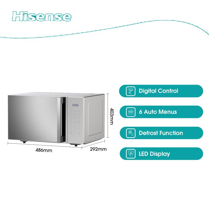 Hisense Microwave 26L 700W Solo Digital, 6 Power Levels, Touch Display, Handle, Mirror Finish H26Moms5H 6 Hisense Microwave 26L 700W Solo Digital, 6 Power Levels, Touch Display, Handle, Mirror Finish H26Moms5H