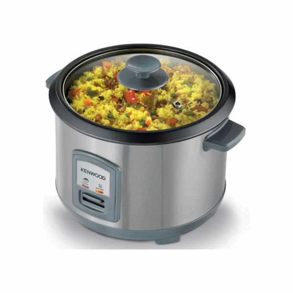 Kenwood 2-in-1 Rice Cooker 2.8L 16-Cups Rice with Food Steamer Basket Non-Stick Cooking Pot Temepered Glass Lid Warm/Cook Lights Spatula Holder Detachable Cord RCM71.000SS