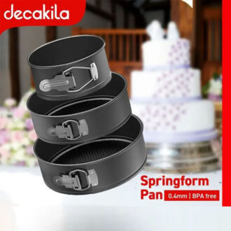 Decakila Spring Foam 3Pcs Nonstick Cake Pans Leakproof Round Cake Pan Set Bakeware Cheesecake Pan KMTT078B