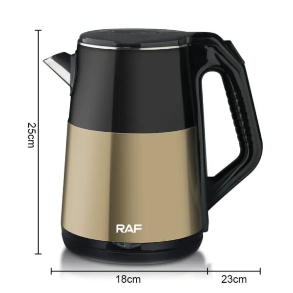 RAF Electric Cordless Kettle 2.5L 2000W, BPA Free Interior, 360° Swivel Base, Automatic Switch Off, High Quality Stainless Steel R.7819