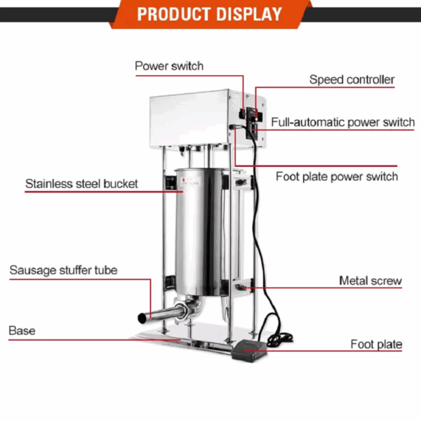 Generic Commercial Electric Automatic Sausage Filler Stuffer Machine 10L