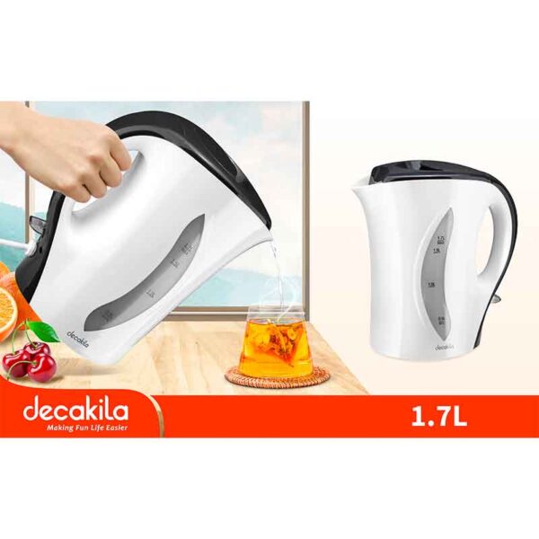 Decakila Kettle 1.7L Electric Jug 2200W Plastic Automatic Shut-Off Boil Dry Protection With Detachable Filter In Spout Cord-Storage & Anti-Slip Feet Design KEKT027W