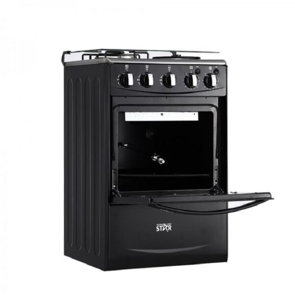 Winning Star Freestanding Cooker 2 Gas Burners, 2 Electric Burners with 52L Oven Black