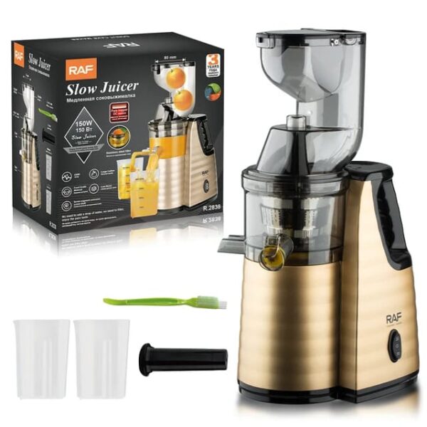 RAF Slow Juicer 1L 150W 2in1 Food Grade Material, Large Caliber, Seven Segment Extrusion Screw Shaft R.2838
