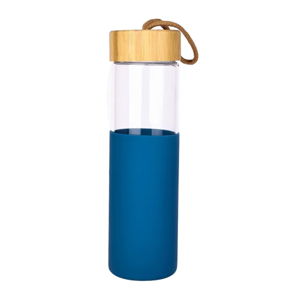 Glass Bottle 650ML Water Bottle Reusable Bottle with Bamboo Lid & Cover 9113-650