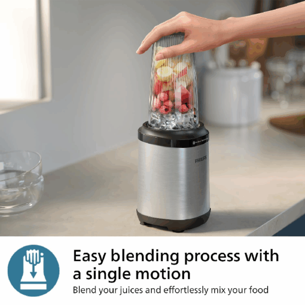 Philips Smoothie Blender 5000 Series 700+300ml 800W with ProBlend Plus Technology, Detachable Blades, Easy Clean, Elegant Compact Design, Large Tumbler & Small Cup HR2765