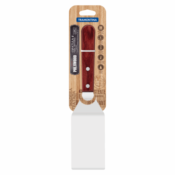 Tramontina Frying Spatula 4" Stainless Steel Blade, Red Polywood Treated Wood Handle 21165/174