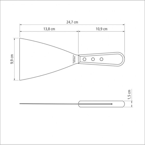 Tramontina Scraper Spatula 5" Stainless Steel Blade, Red Polywood Treated Wood Handle 21166/175