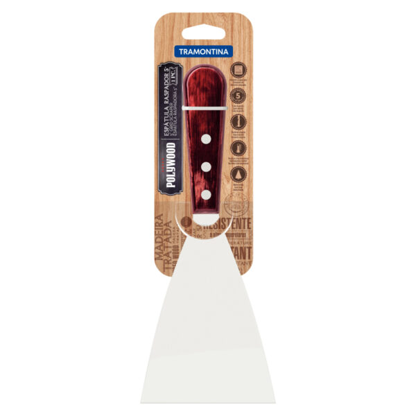 Tramontina Scraper Spatula 5" Stainless Steel Blade, Red Polywood Treated Wood Handle 21166/175