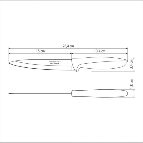 Tramontina Plenus Utility Knife with 6" Stainless Steel Blade and Off White Polypropylene Handle 23424/136