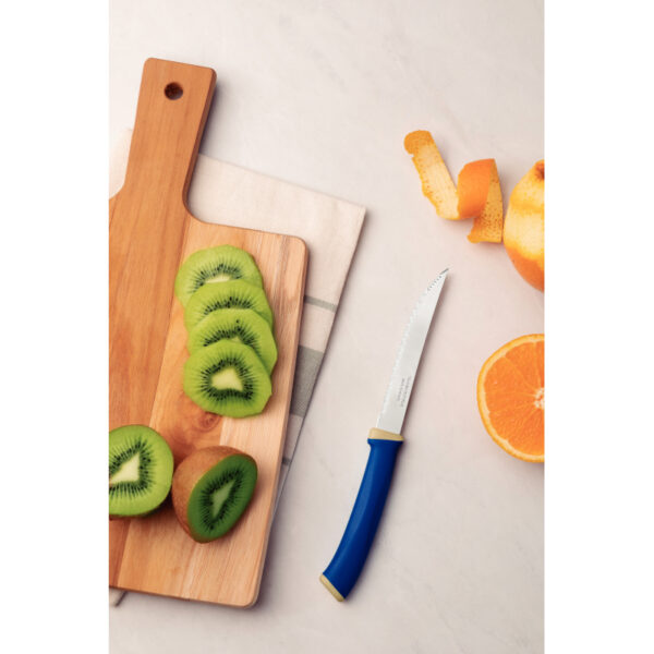 Tramontina Felice Barbecue Knife 5'' Stainless Steel Blades, Microserrated Edge & Blue Polypropylene Handles 2pc Set 23494/215