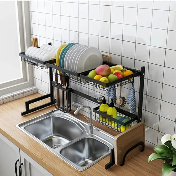 Nadstar Dish Rack Stainless Steel Kitchen Drying Rack Extendable Over The Sink HP93-093