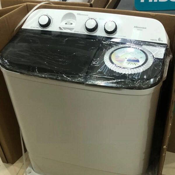 Hisense Washing Machine 6kg Manual, Twin Tub, Rust Proof, Plastic Body, Low Noise, White WSXL601