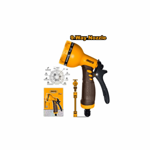 Ingco Plastic Trigger Nozzle with 9 Spray Patterns HWSG092