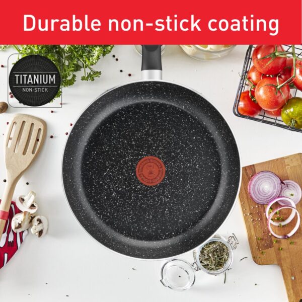 Tefal Dark Stone Cookware Set 11PCS Non Stick Thermo Signal 100% Safe Stewpots 22/24 CM + Lids Saucepan 18 CM Frypan 28 CM Wokpan 28 CM Spoon Ladle B491SB85