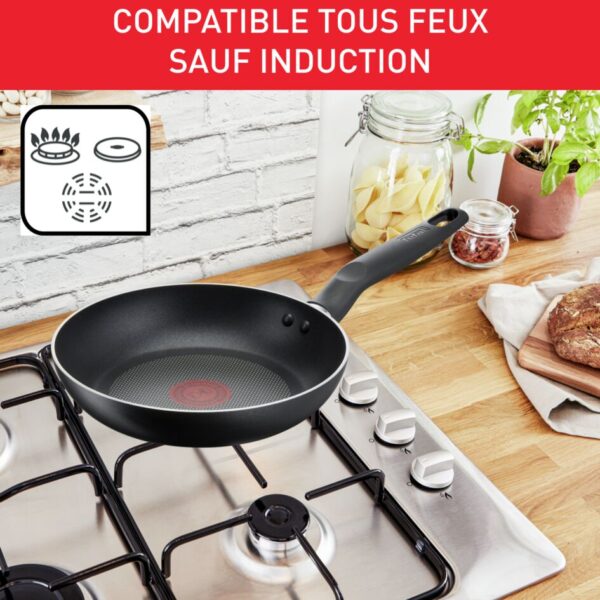 Tefal Dark Stone Cookware Set 11PCS Non Stick Thermo Signal 100% Safe Stewpots 22/24 CM + Lids Saucepan 18 CM Frypan 28 CM Wokpan 28 CM Spoon Ladle B491SB85