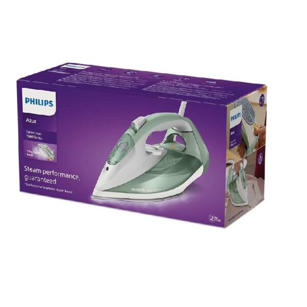 Philips Steam Iron HV 2600W 300ml , 220g Steam Boost, Quick Calc Release and SteamGlide Plus Soleplate, 7000 Series Green DST7012