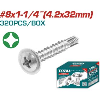 Total Self Drilling Truss Head Screw 8x1-1/4" for Phillips Drive, Zinc Plated Finish 320pcs THWTD81141
