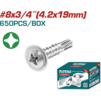 Total Self Drilling Truss Head Screw 8x3/4" for Phillips Drive, Zinc Plated Finish 650pcs THWTD8341