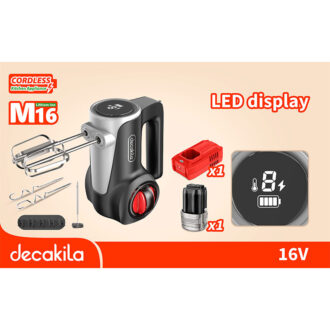 Decakila Hand Mixer 125W 7 Speeds w/ LED Display| 2000mAh Individual Eject Button Self-stand Design for Storage Convenience KEMX023B