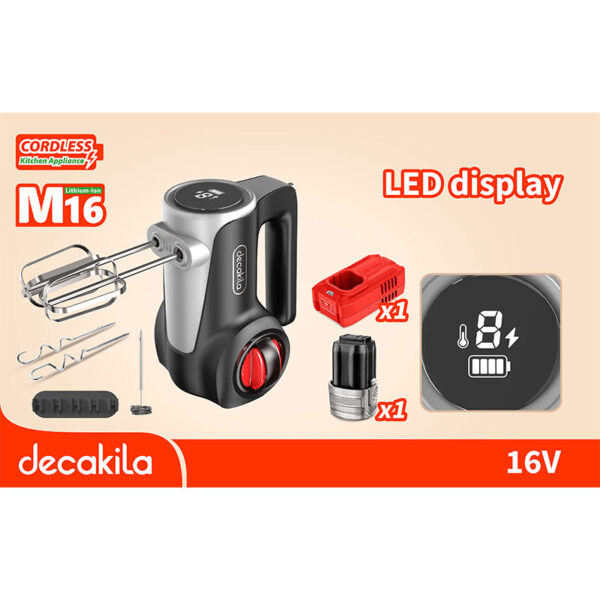 Decakila Hand Mixer 125W 7 Speeds w/ LED Display| 2000mAh Individual Eject Button Self-stand Design for Storage Convenience KEMX023B