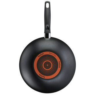 Tefal Super Cook Wok Pan 28cm + Lid Non Stick Thermo Signal 100% Safe Frying Pan Black Aluminium B4591684