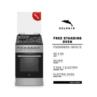 Dolphin Free Standing Cooking Range 50x60 3 Gas Burners 1 Electric Hot Plate & Electric Oven Silver FS05060S-3G1E/E