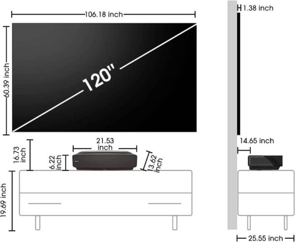 Hisense 120" Premium Laser 4K UHD Smart TV with Dolby Atoms, Vidaa U, X-Fusion Laser, Laser Engine HE120L5F