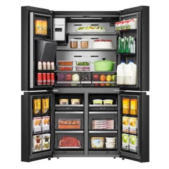 Hisense Refrigerator 536L French Door LED Screen Wifi, Antibacterial Dark Interior Liner, Triple Zone, Inverter Tech, My Fresh Choice Zone, Metal Cooling H750FSB-IDLS