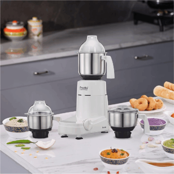 Preethi Chef Pro Mixer Grinder 750W with 2 Stainless Steel Jars, Overload Protector MG128/08