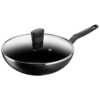Tefal Super Cook Wok Pan 28cm + Lid Non Stick Thermo Signal 100% Safe Frying Pan Black Aluminium B4591684